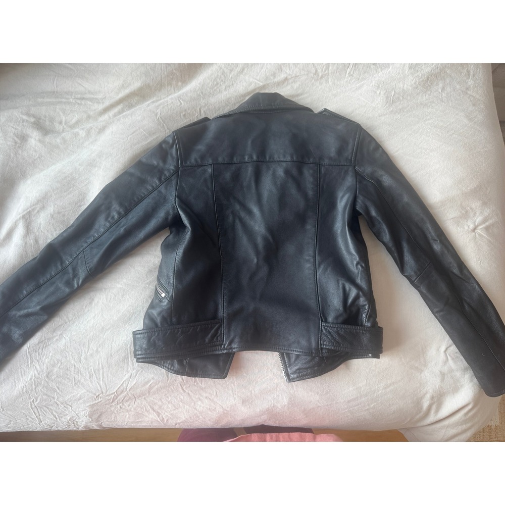 AllSaints Balfern Leather Biker Jacket Black Silver‎ Hardware Size 2 - Picture 5 of 6